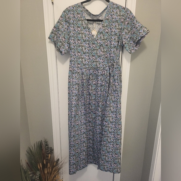Frank & Oak The Summer Loose Fit Dress Size X-small  Blue And Purple Floral 💜 - Picture 6 of 13